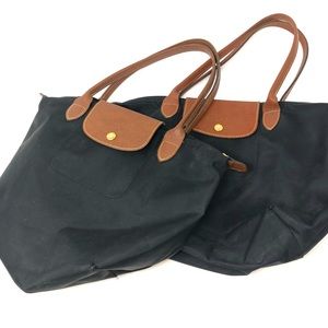 TWO Longchamp Le Pliage Small Black Tote Bags